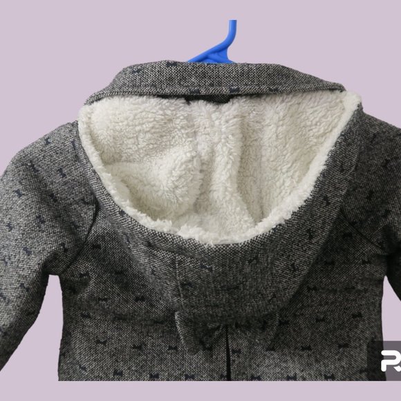 Osh Kosh B'Gosh style B216js1-sa kids peacoat jacket hoodie bow in back metallic - Picture 7 of 11